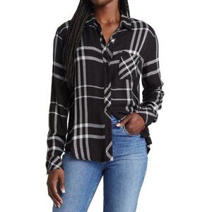 Rails Hunter Plaid Button-Front Shirt in Black and White